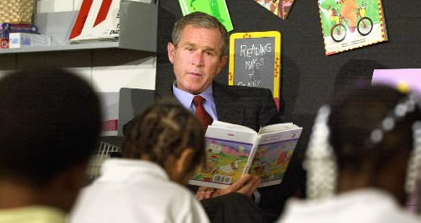 George W. Bush jokes that people were surprised to find he could read and write