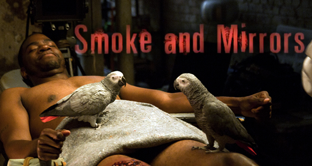 What are those parrots doing in 'Smoke & Mirrors' by Craig Clevenger?