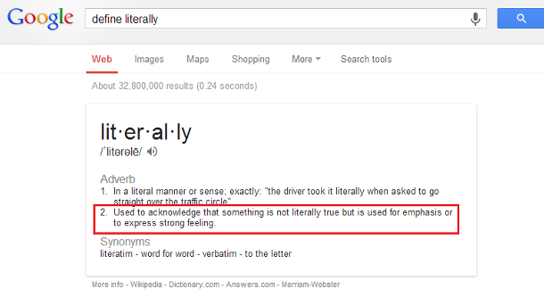 Googling "Literally"